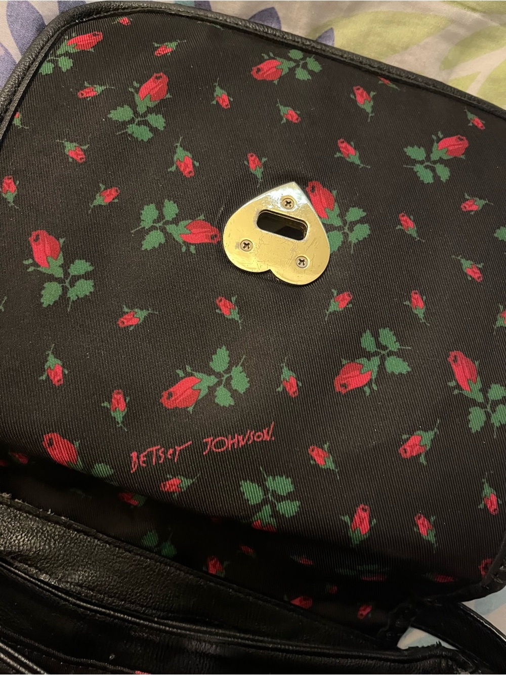 Betsey Johnson Black Call Me Baby Telephone Crossbody with Red & Gold Studs - Picture 2 of 4